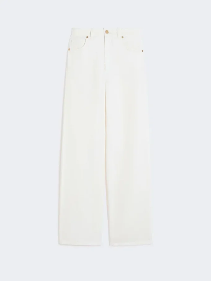 Cotton and linen 5-pocket trousers, white
