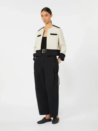 Cotton and linen basketweave jacket, beige