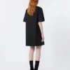 Cotton and linen canvas short dress, black