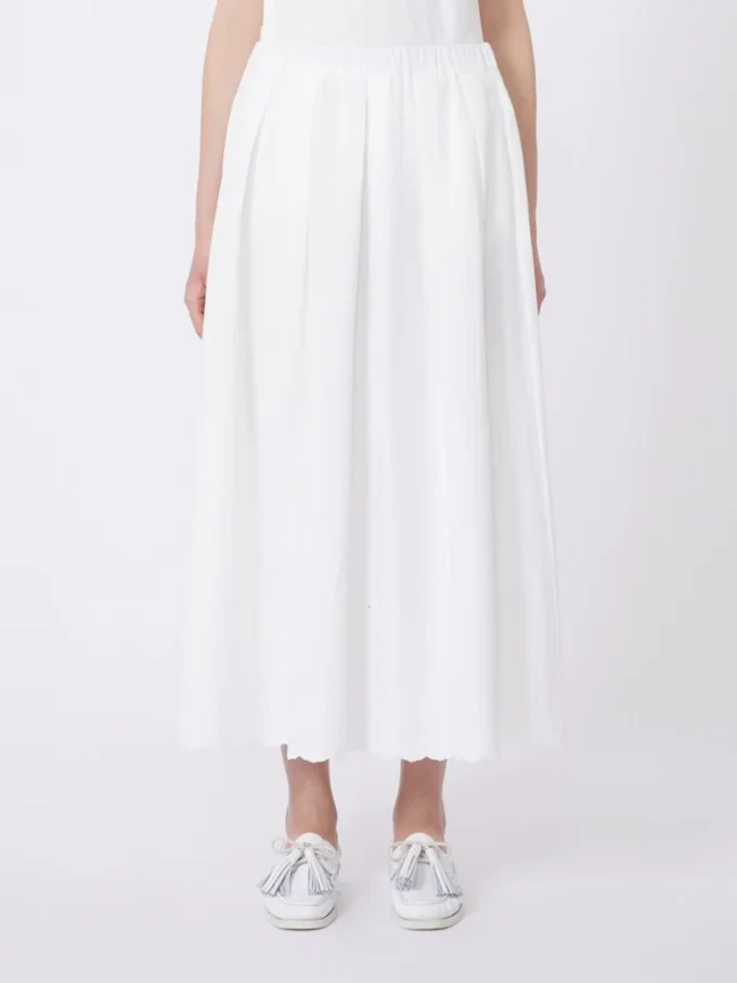 Cotton and linen canvas skirt, white