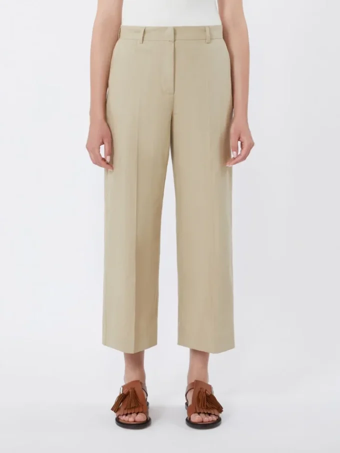 Cotton and linen canvas trousers, sand