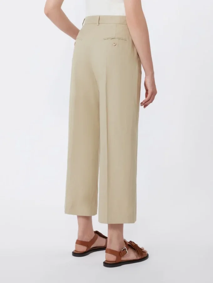 Cotton and linen canvas trousers, sand