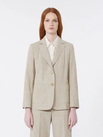 Cotton and linen seersucker blazer, sand