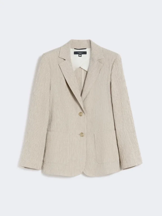 Cotton and linen seersucker blazer, sand