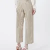 Cotton and linen seersucker trousers, sand
