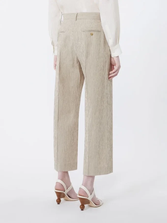 Cotton and linen seersucker trousers, sand
