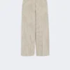 Cotton and linen seersucker trousers, sand