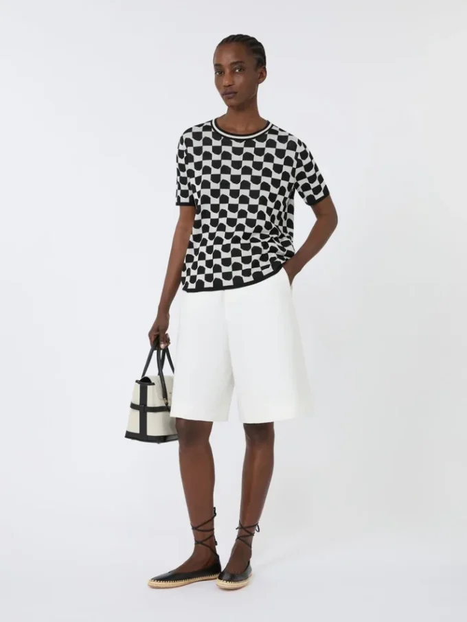 Cotton and viscose jacquard jumper, black