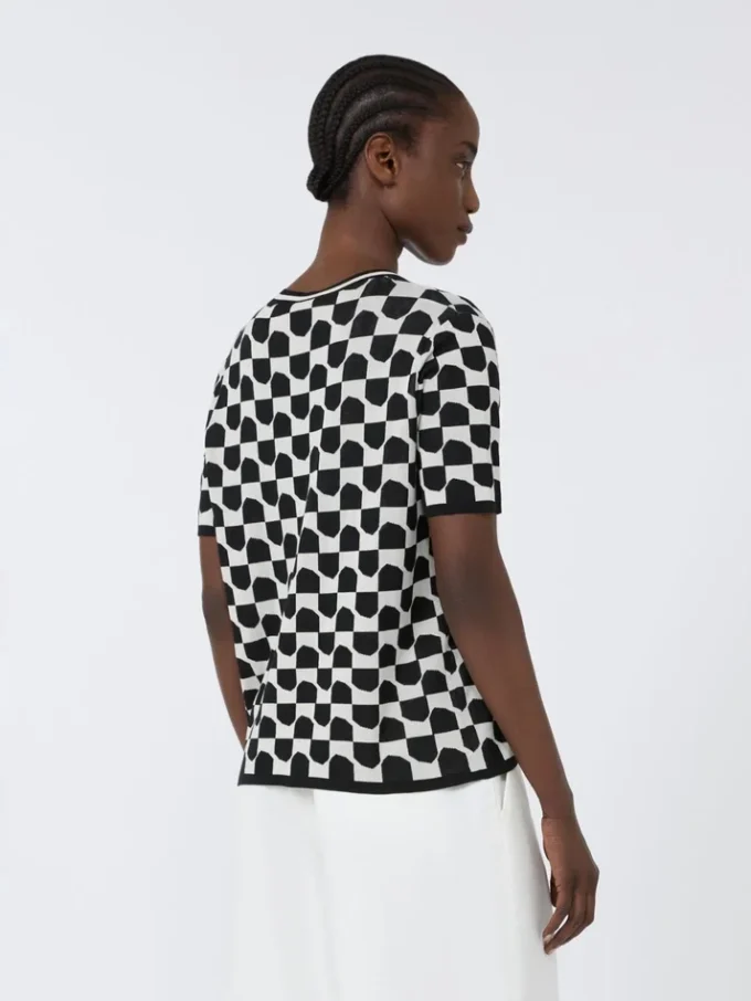 Cotton and viscose jacquard jumper, black