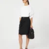 Stretch cotton wrap skirt, black