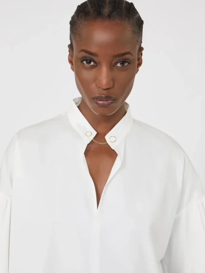 Cotton blouse, ivory