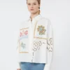 Cotton blouse with lace and embroideries, white