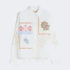 Cotton blouse with lace and embroideries, white