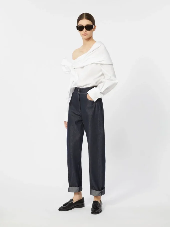 Cotton blouse with stole, optical white