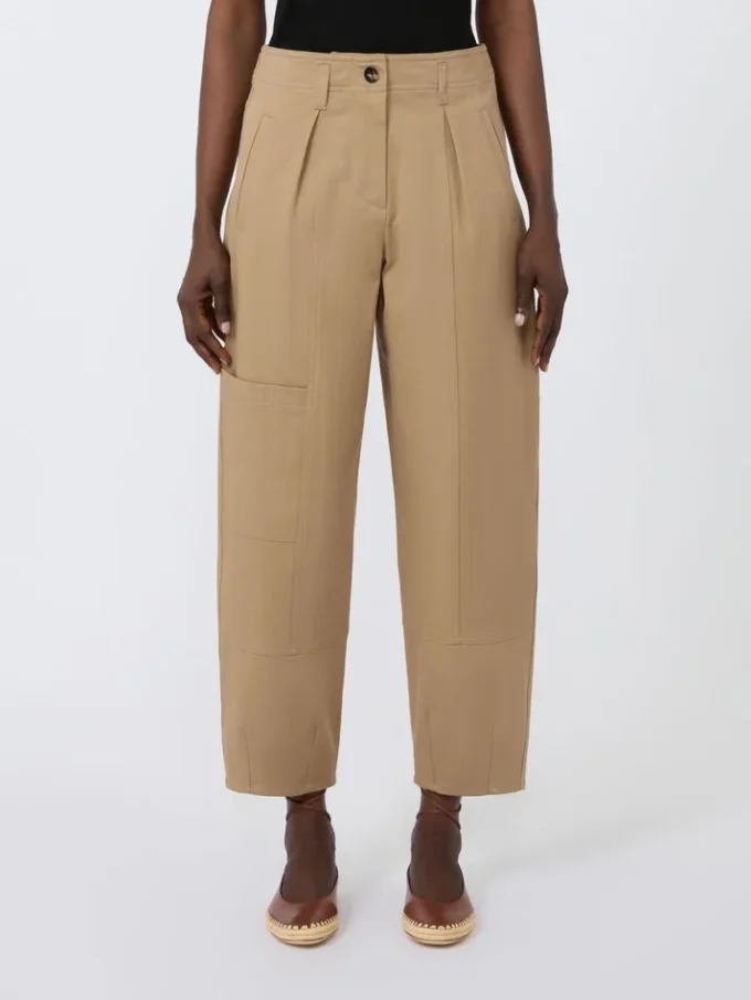 Cotton bull denim cargo trousers, sand