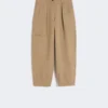 Cotton bull denim cargo trousers, sand