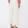 Cotton bull trousers with turn-ups, ecru