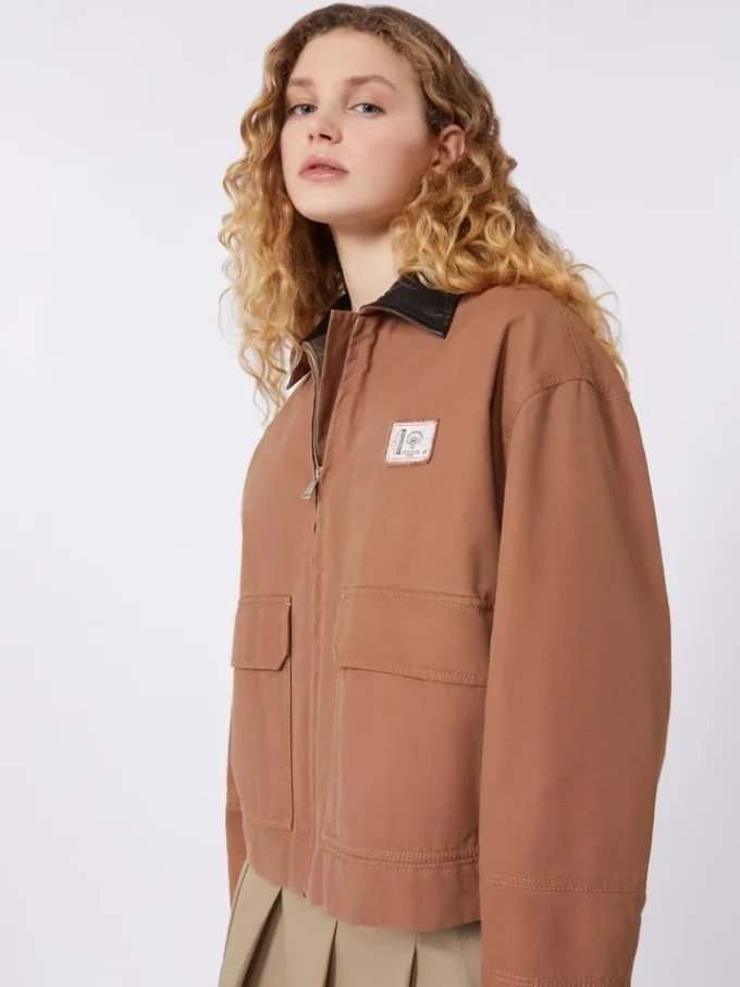 Cotton canvas jacket, tobacco
