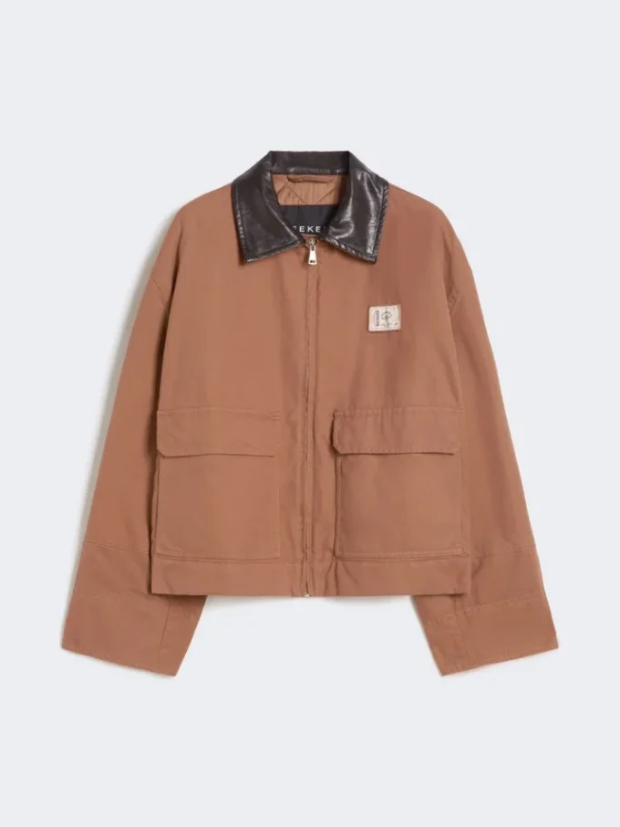 Cotton canvas jacket, tobacco