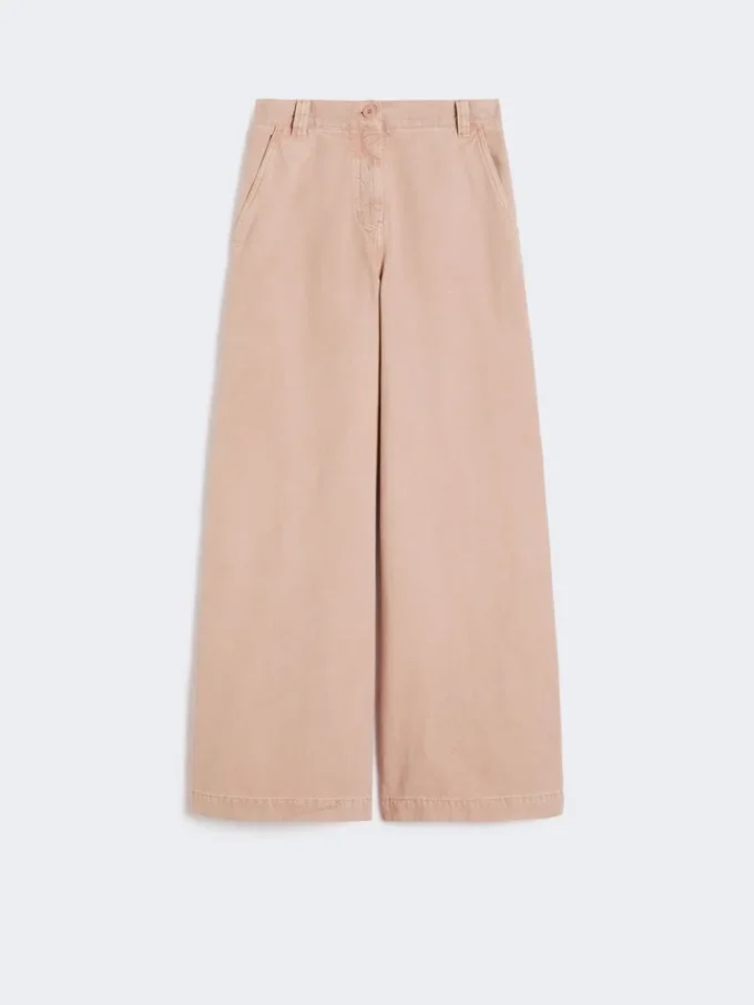 Cotton canvas wide-leg trousers, pink