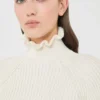 Cotton cordonnet cropped jumper, white