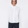 Cotton cropped shirt with pleated back, optical white
