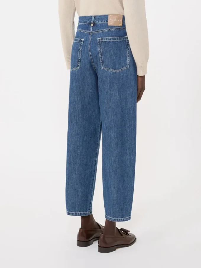 Cotton denim candle-leg jeans, midnightblue