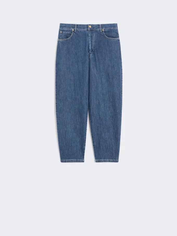 Cotton denim candle-leg jeans, midnightblue