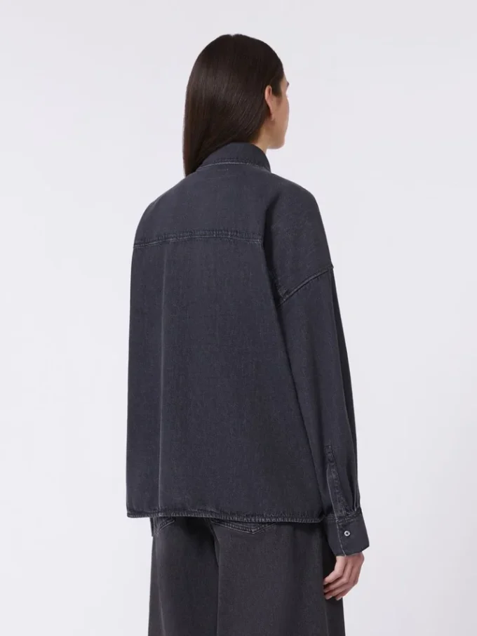 Cotton denim shirt, black