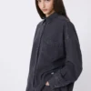 Cotton denim shirt, black