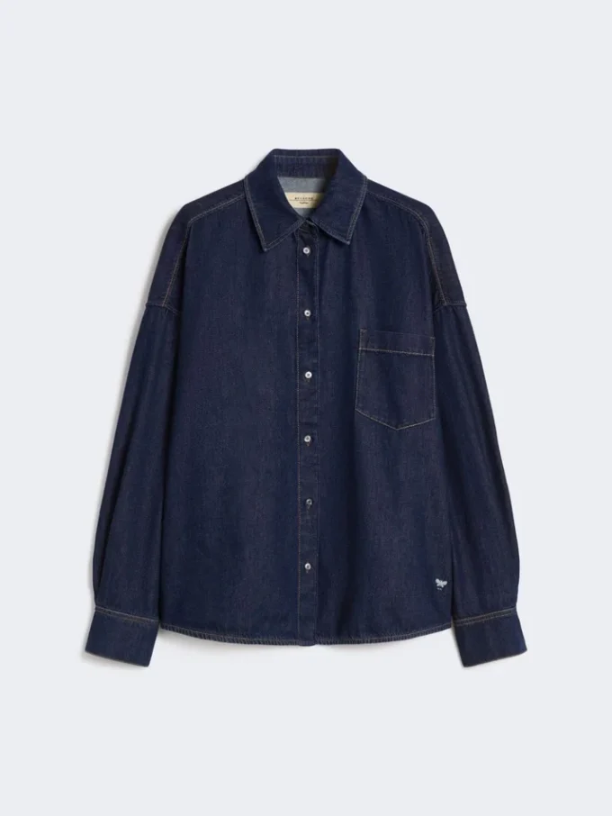 Cotton denim shirt, navy
