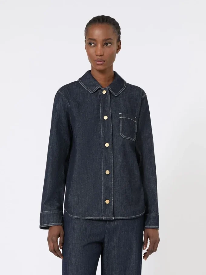 Cotton denim shirt, ultramarine