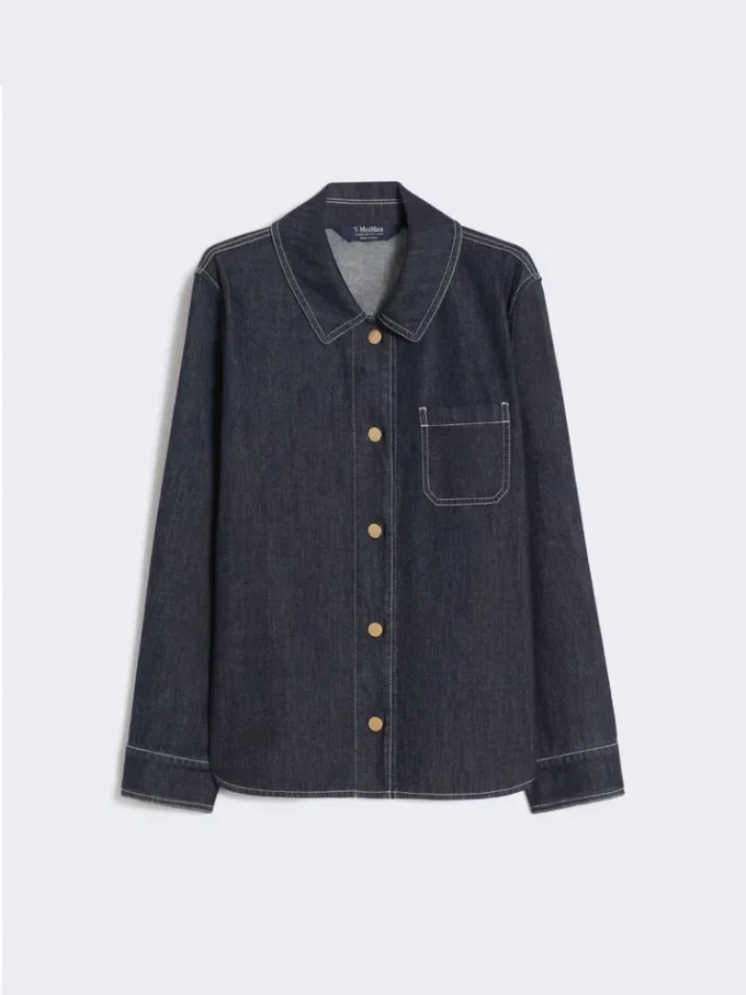 Cotton denim shirt, ultramarine