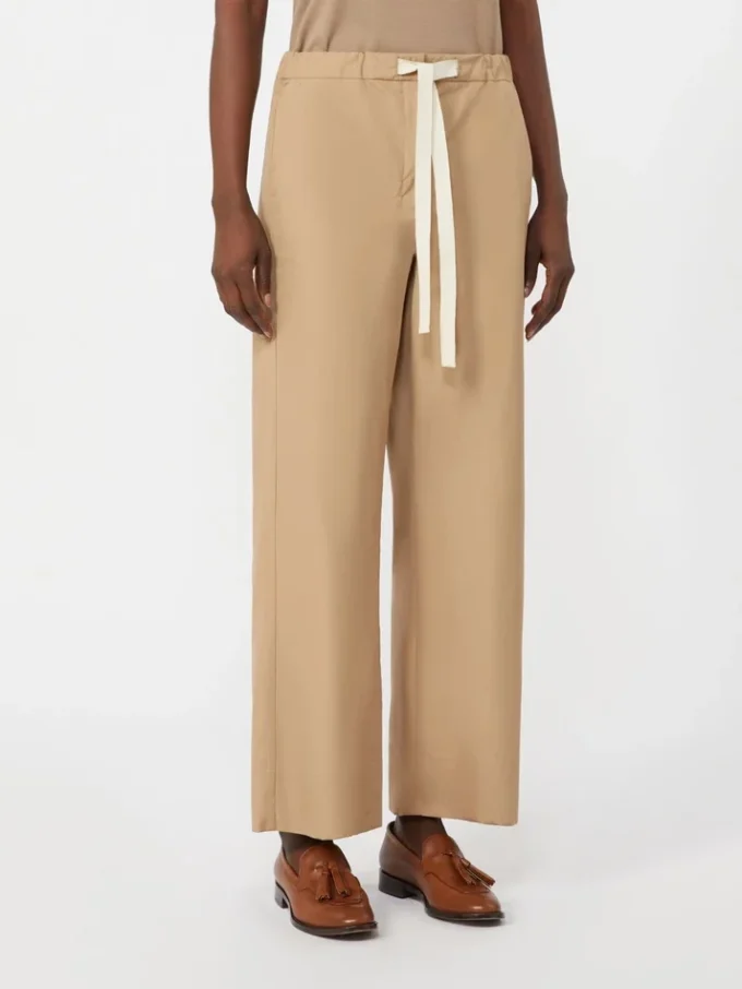 Cotton drawstring trousers, desert