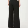 Cotton drill wide-leg trousers, black
