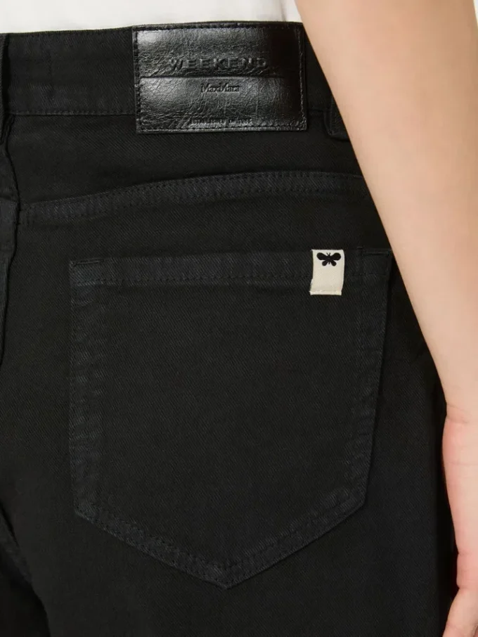 Cotton drill wide-leg trousers, black