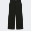Cotton drill wide-leg trousers, black