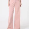 Cotton drill wide-leg trousers, pink