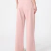 Cotton drill wide-leg trousers, pink