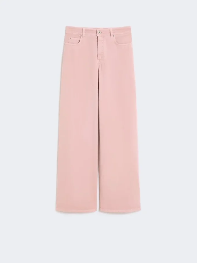 Cotton drill wide-leg trousers, pink