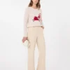 Cotton drill wide-leg trousers, sand