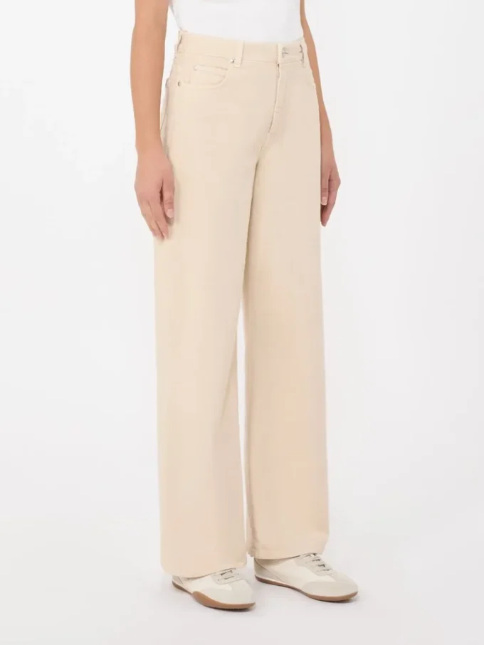 Cotton drill wide-leg trousers, sand