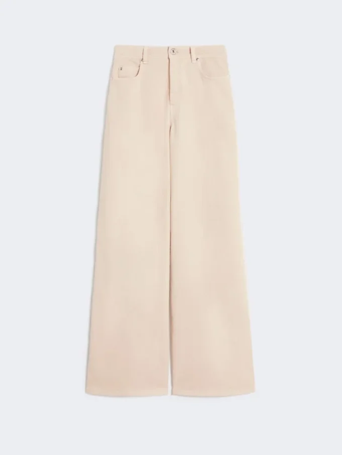 Cotton drill wide-leg trousers, sand