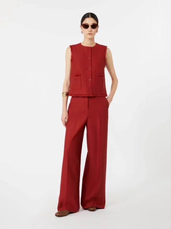 Cotton gabardine jersey trousers, red