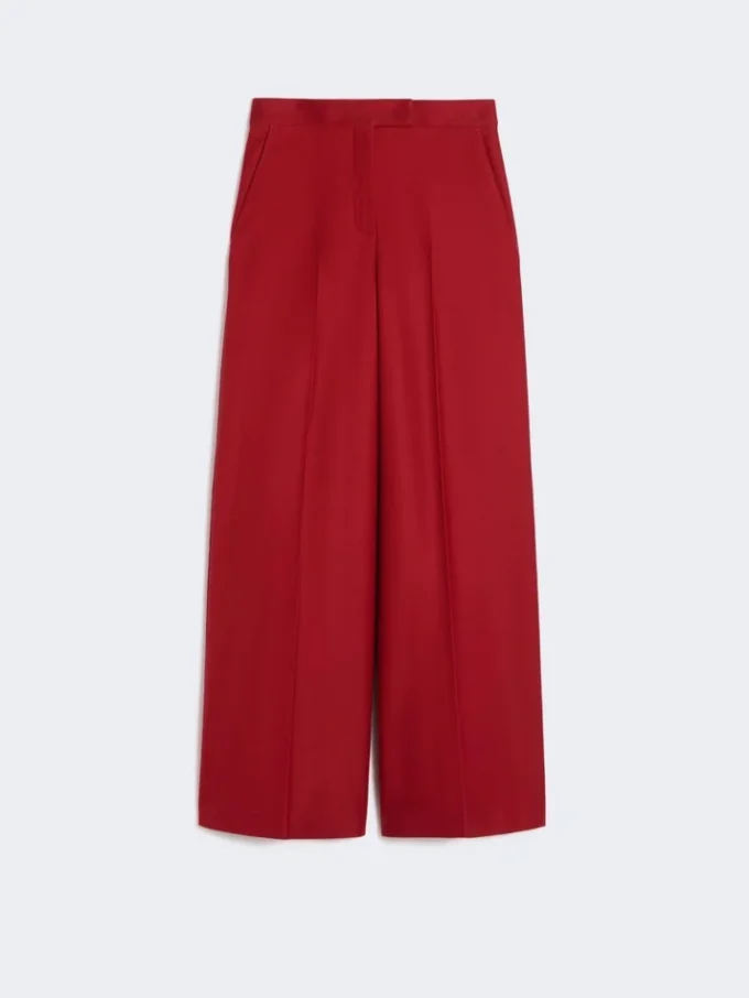 Cotton gabardine jersey trousers, red
