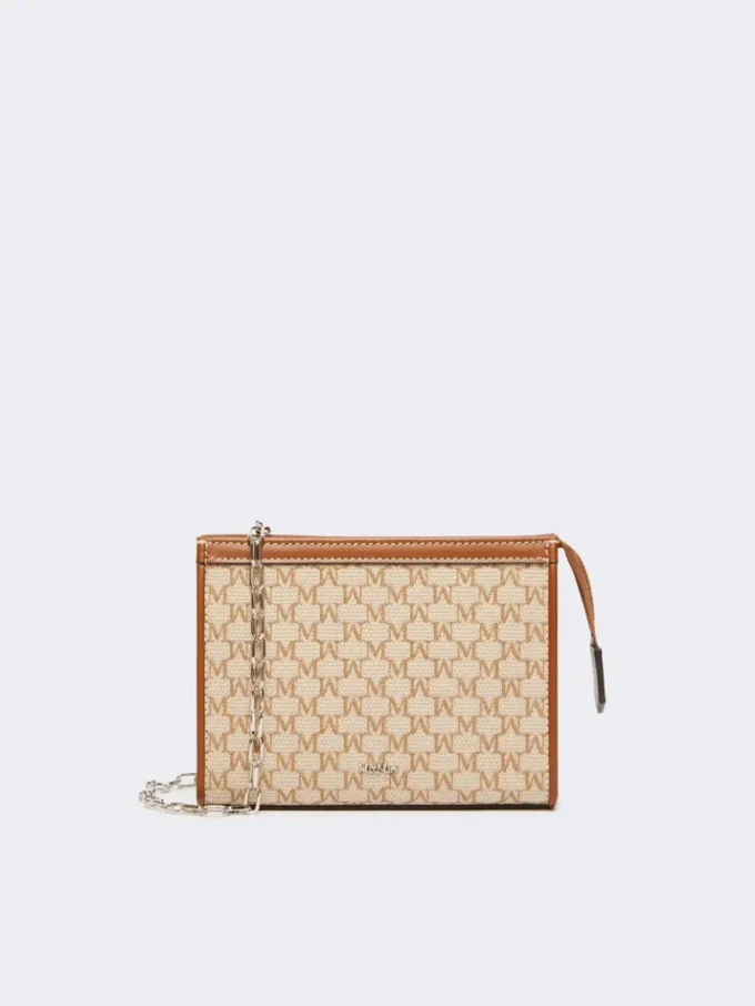 Cotton jacquard extra small pouch, hazelnut brown