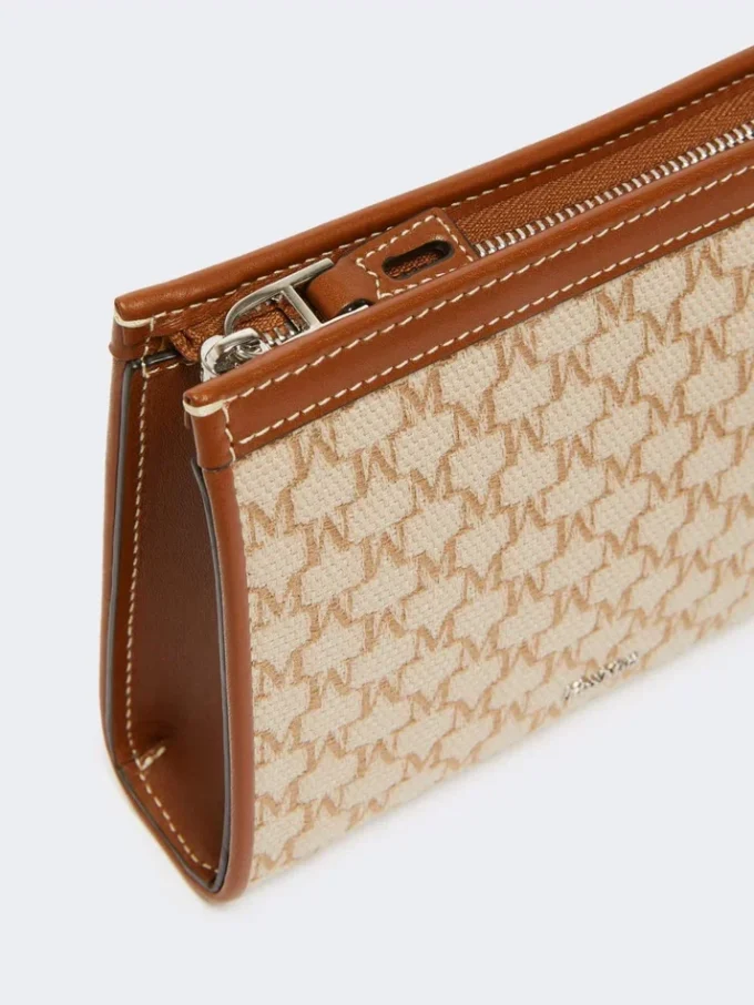 Cotton jacquard extra small pouch, hazelnut brown