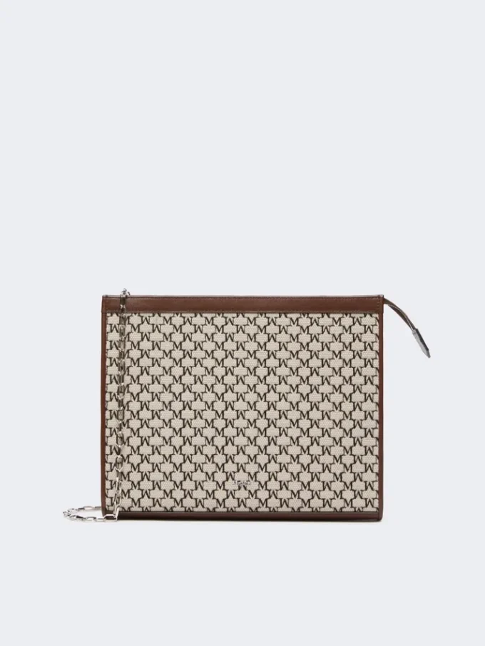 Cotton jacquard medium pouch, black