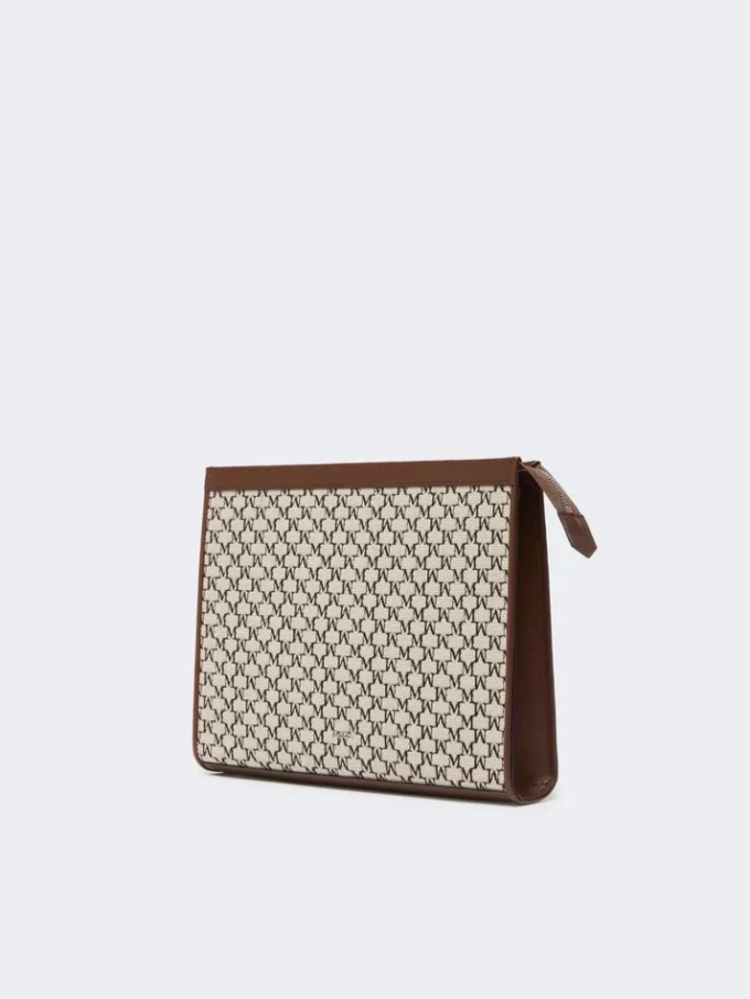 Cotton jacquard medium pouch, black