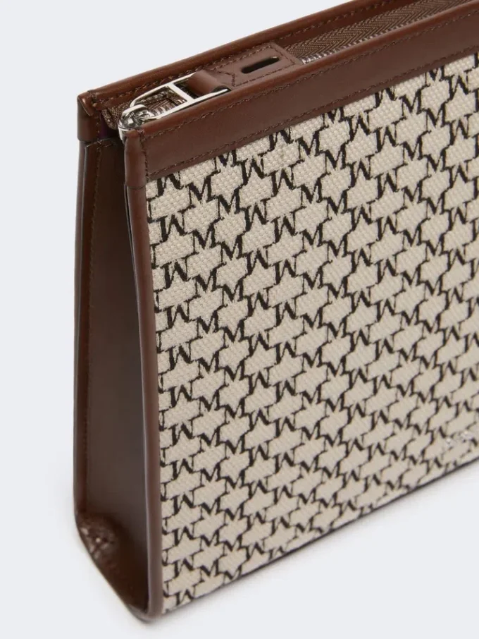 Cotton jacquard medium pouch, black